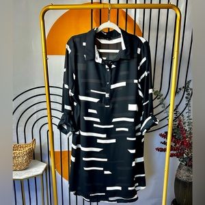 Worthington Black & White Abstract Print Tunic/Dress, with High-Low Hem!
